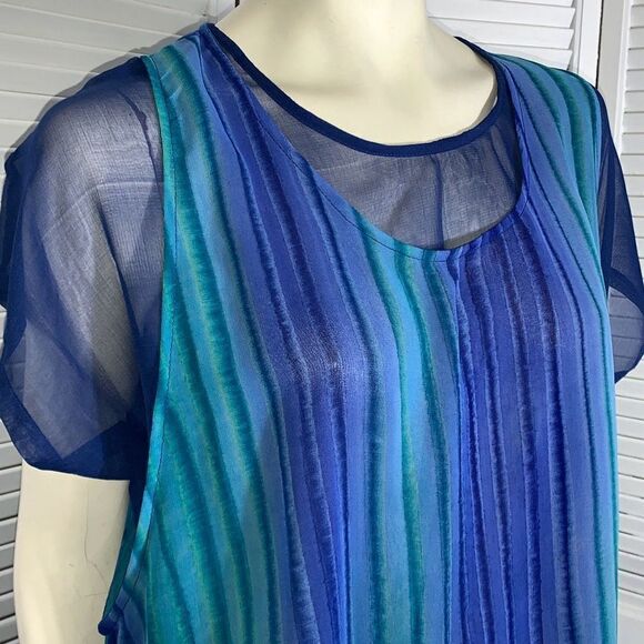 NWT Indian Tropical Fashions Sheer Chiffon Layered Kaftan Size XL - Picture 2 of 12
